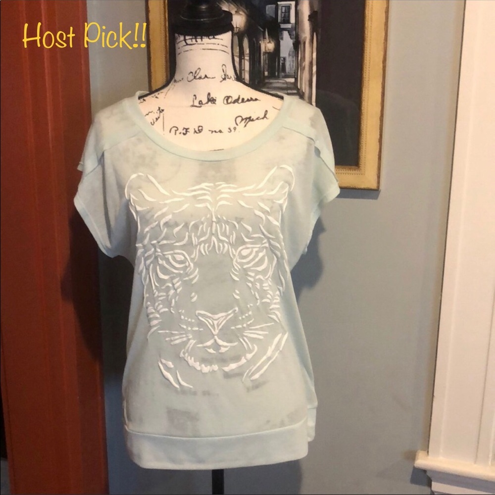 Ginger G Semi-Sheer Mint Tiger Shortsleeved Tee